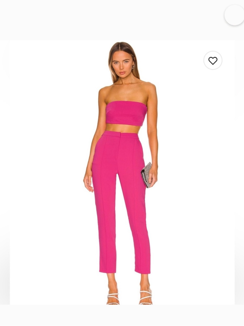 superdown Slim High-Waist Cropped Pants in Fuchsia Pink
